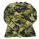 Khaki-tmavomodré army triko s nápisem z flitrů Page One Young