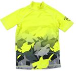 Neonově žluté UV tričko se žraloky Next