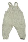 Šedo-smetanovo-bílé melírované pletené laclové kalhoty Zara