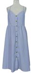 Dámské modro-bílé proužkované krepové midi šaty H&M