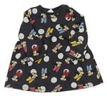 Tmavošedo-barevné puntíkaté teplákové šaty s Minnie Disney