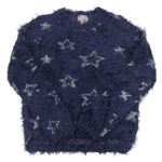 Tmavomodrý chlupatý svetr s hvězdami Pocopiano