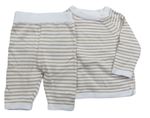 2set - Béžovo-bílý pruhovaný svetr + tepláky M&S