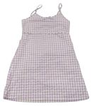 Levandulovo-bílo-olivové kostkované krepové letní šaty PRIMARK