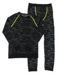 2 set - Černo-šedé army funkční spodní triko + spodní funkční kalhoty Crivit