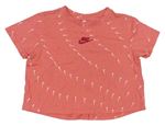 Růžové crop tričko s logy Nike