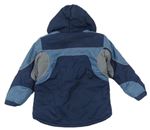 Tmavomodro-modrá šušťáková zateplená bunda s odopínacíá kapucňou zn. M&S