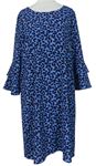 Dámské světlemodro-modré kytičkované šaty 