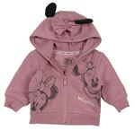 Růžová propínací mikina s Minnie a kapucí Disney