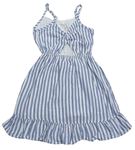 Modro-biele pruhované letné šaty s gombíkmi zn. Abercrombie&Fitch