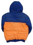 Tmavomodro-neónově oranžová šušťáková zateplená bunda s kapucňou zn. George