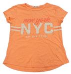 Neonově oranžové tričko s nápisem H&M