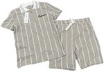 2set- šedé pruhované tričko s límečkem+ kraťasy George