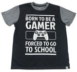Černo-šedé tričko s PlayStation a nápisem