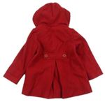 Červený flaušový jarný kabát s kapucňou zn. Next