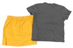 2set - Sivé tričko + oranžová plátenná sukňa