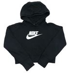 Černá crop mikina s logem a kapucí Nike