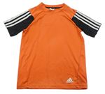 Oranžovo-černé sportovní funkční tričko s logem Adidas