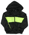 Černo-neonově zelená šusťáková bunda s kapucí Shein