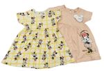 2x bavlněné šaty - krémovo-žluté kostkované s Minnie + meruňkové s Minnie Primark