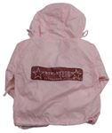 Ružová šušťáková bunda s nápisom a kapucňou zn. C&A