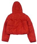 Červená šušťáková zateplená crop bunda s kapucňou zn. New Look