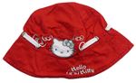Červený plátěný klobouk s Hello Kitty 