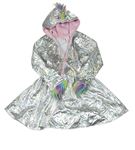 Kostým - Stříbrné metalické nepromokavé šaty s kapucí - jednorožec Dream Play Imagine