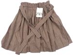 Barevná kostkovaná skládaná sukně s páskem Zara