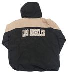 Čierno-pudrová šušťáková bunda s písmenky a odopínacíá kapucňou zn. H&M