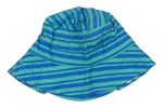 Modro-světletyrkysový pruhovaný plátěný klobouk TCM 