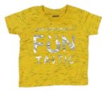 Žluté melírované tričko s nápisem