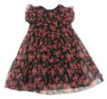 Černo-červené květované šifonové šaty Bluezoo
