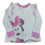 Šedo-růžové triko s Minnií a volánky Disney 