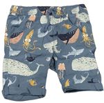 Modré plátěné capri kalhoty s mořskými živočichy TU 