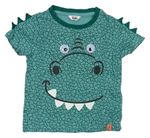 Modrozeleno-smaragdové tričko s dinosaurem M&Co