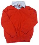 Červený svetr s košilovým límcem H&M