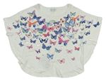 Smetanové pončové tričko s motýly Bluezoo