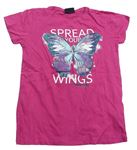 Růžové tričko s motýlkem Page One Young