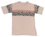 Růžové tričko s pruhy s leopardím vzorem George