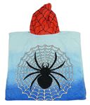 Světlemodro-modro-červené froté osuškové pončo s kapucí - Spiderman