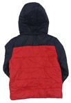 Červeno-čierna prešívaná šušťáková zateplená bunda s kapucňou zn. Fat Face