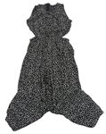 Černo-bílý vzorovaný kalhotový culottes overal s průstřihy Page One Young