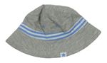 Šedý melírovaný bavlněný klobouk s proužky Tu