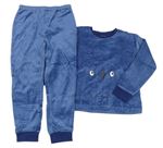Modré sametové pyžamo s medvědem 