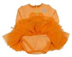Oranžové pruhované body s tylovou sukní a tekvicou zn. F&F