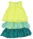 Žluto-mátovo-zelené šifonové šaty Y.F.K.