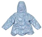 Modrá metalická šušťáková zimná bunda s kapucňou zn. M&Co.