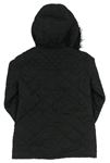 Čierna šušťáková prešívaná jarná bunda s kapucňou s kožúškom zn. F&F