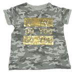 Šedé army tričko s nápisem Primark